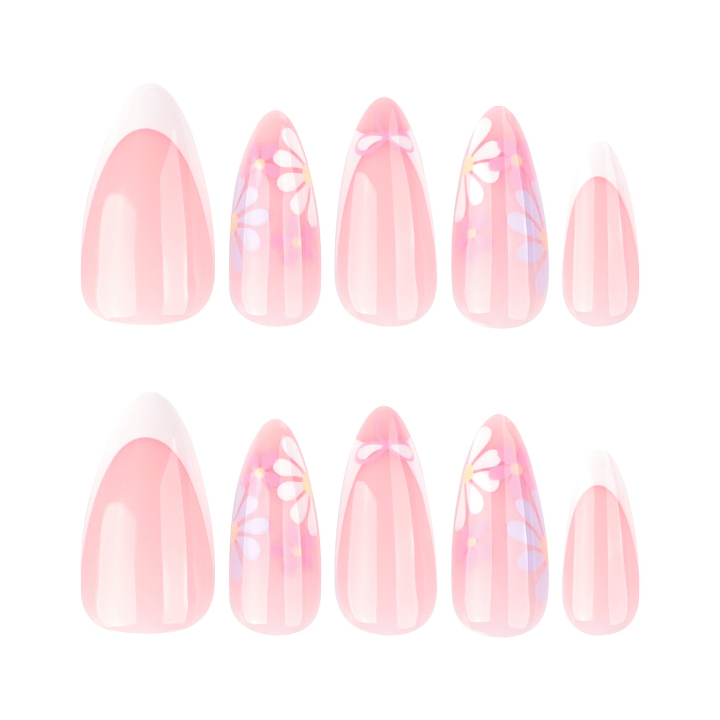 Summer style French white nail piece short almond nail piece removable fake nail wholesale|365nails
