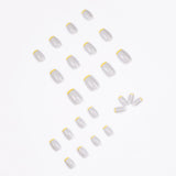 Folha morta amarela em francês para pressionar, finalizado, unha postiça, unha, unha, unha postiça.|365nails