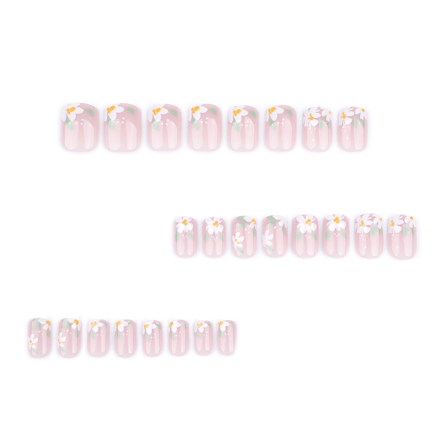 Spring and summer new nail art fake nails short square nail wearable nail piece small fresh flower wearable nail piece finished product wholesale|365nails