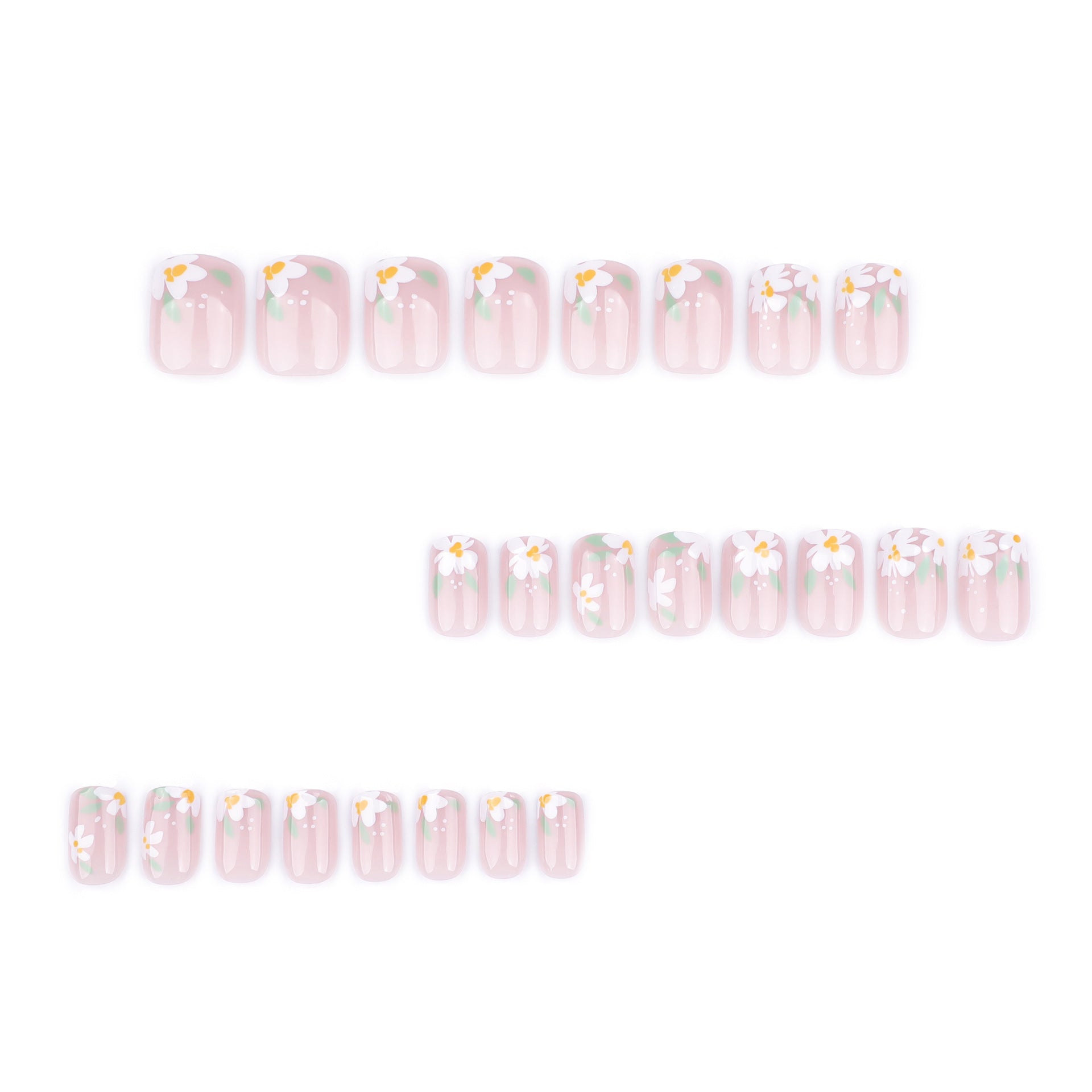 Novas unhas postiças para primavera e verão, unhas curtas quadradas, peça de unha usável, pequena flor fresca, peça de unha usável, produto acabado, atacado|365nails