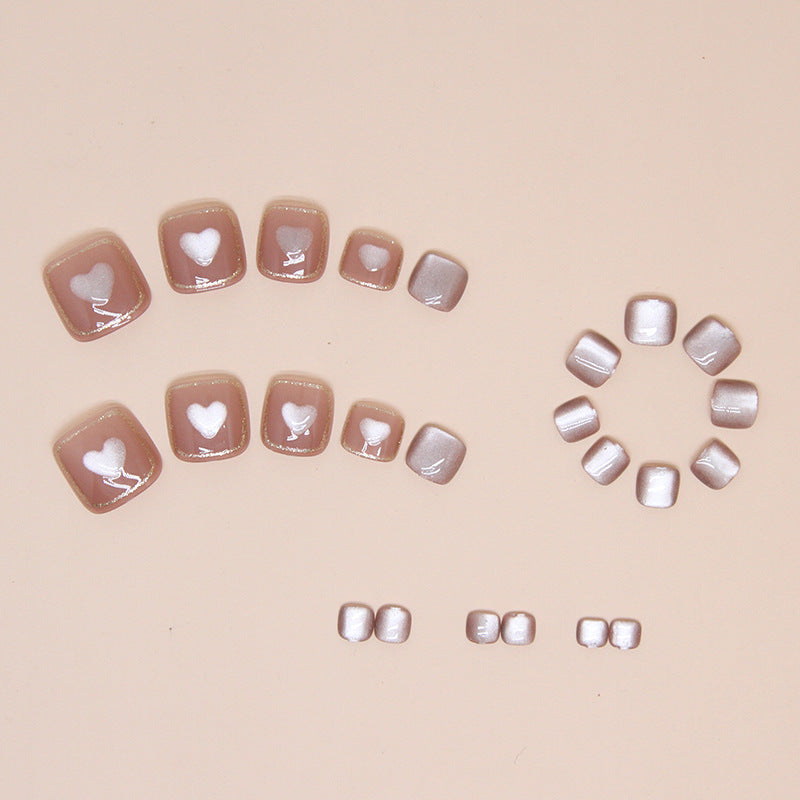 Summer pink cat eye love wearing armor flash fan group sweet girl Press-on toenails fake nails Press-on toenails nail mixed batch nails|365nails