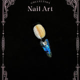 Title Midnight Deep-Sea | Black-Gold Blue Crystal Art Series Press-On Nails
