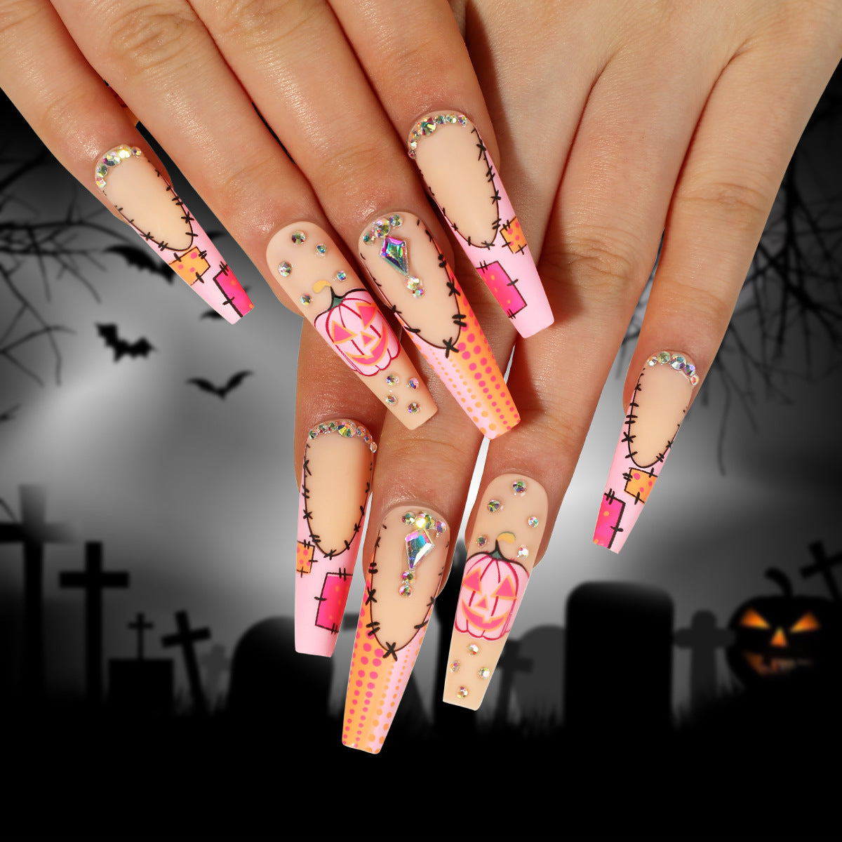 Uñas postizas 3D con diseño de araña y murciélago para Halloween, venta al por mayor | 365nails