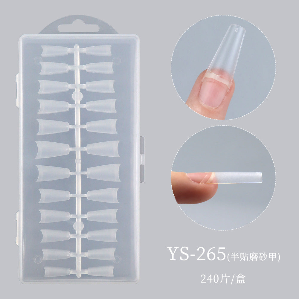 Nail Tips New  matte half sticker press on nails piece 240 pieces boxed French full sand ultra-thin denim nail fake nail piece