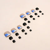 Unhas postiças para pés, esquema de cores azul-marinho, unhas postiças brancas de fada, primavera e verão, unhas postiças para pés, beleza vestível, unhas postiças para pés, peça de unha 365nails