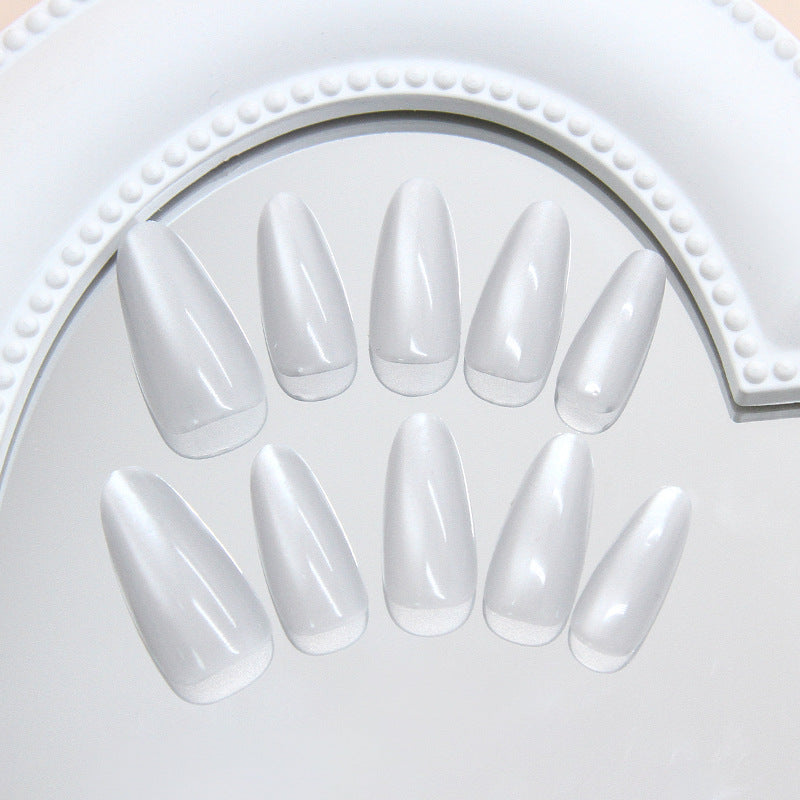 Nail Tips prefabricated nail, simple and clean in summer, smoke gray medium and long almond nail, white, removable nail art pieces 30 pieces|365nails