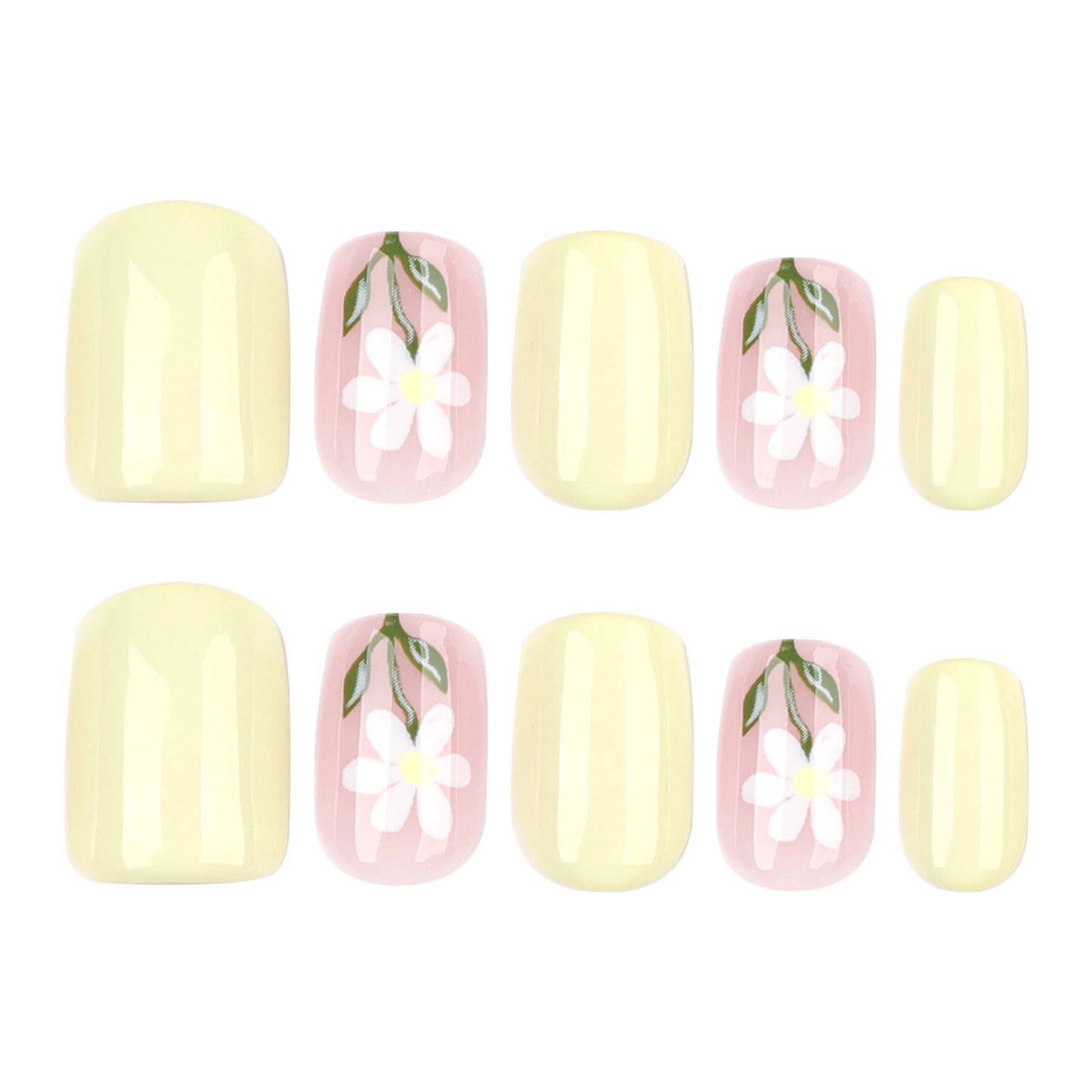 Verão ins vento curto quadrado unha usando unha postiça pequena flor margarida fresca unha arte atacado | 365nails