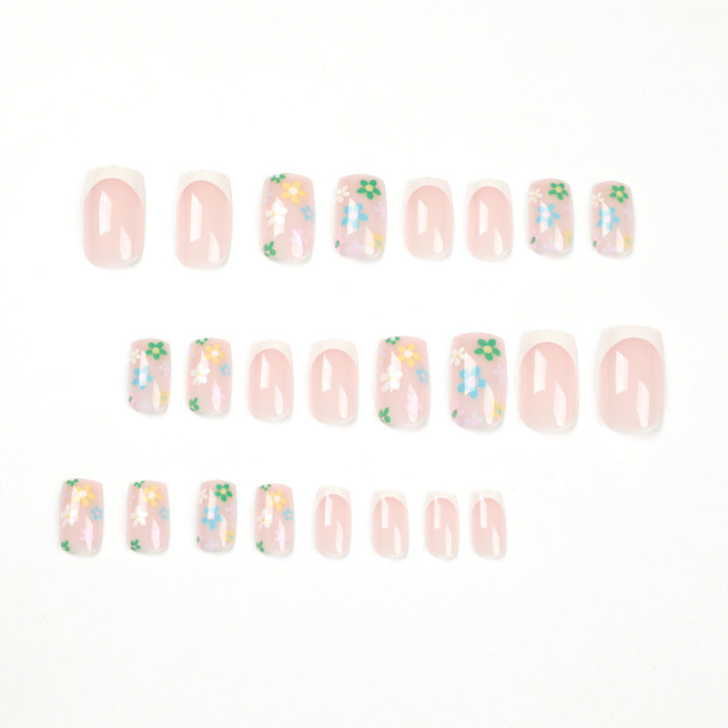 Parche de manicura francesa al por mayor, adhesivo para uñas con flores multicolores, extraíble, para uñas postizas, personalización | 365nails
