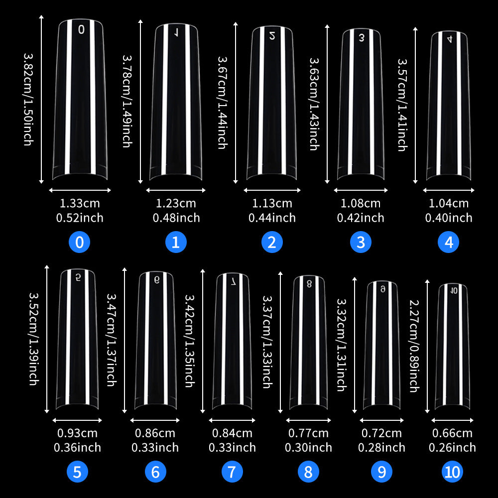 Nail Tips Nail  lengthened French 550 pieces boxed square transparent semi-sticker high-arc flat head water pipe nail fake nail