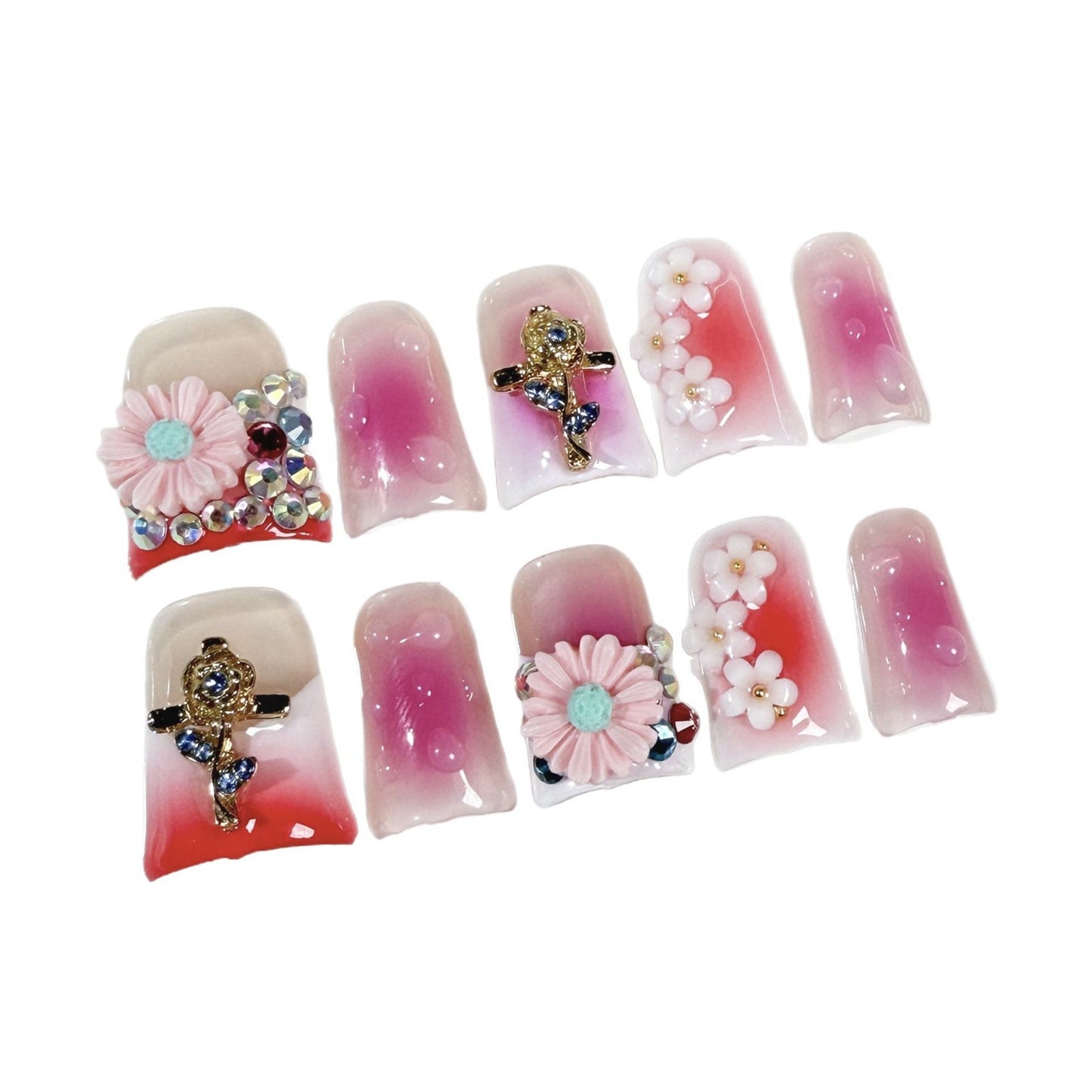 Unhas postiças bico de pato, blush transparente, francesas, artesanais, de fábrica, atacado|365nails