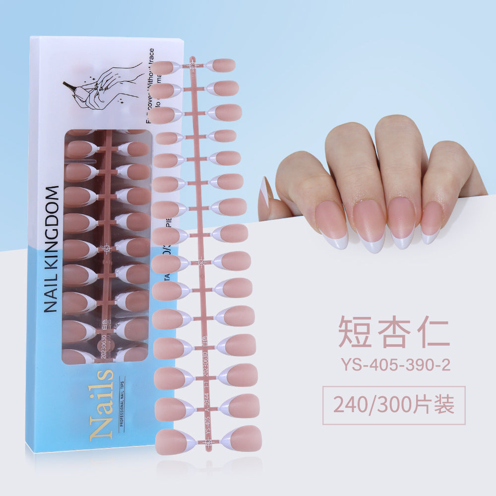 Nail Tips New French press on nails 240 pieces boxed fake nail manicure work in progress matte full sticker French nail piece
