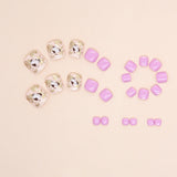 Unhas postiças de borboleta com flor e folha de ouro, cor sólida, rosa, para meninas, unhas postiças, estilo vento, unhas postiças, 365nails