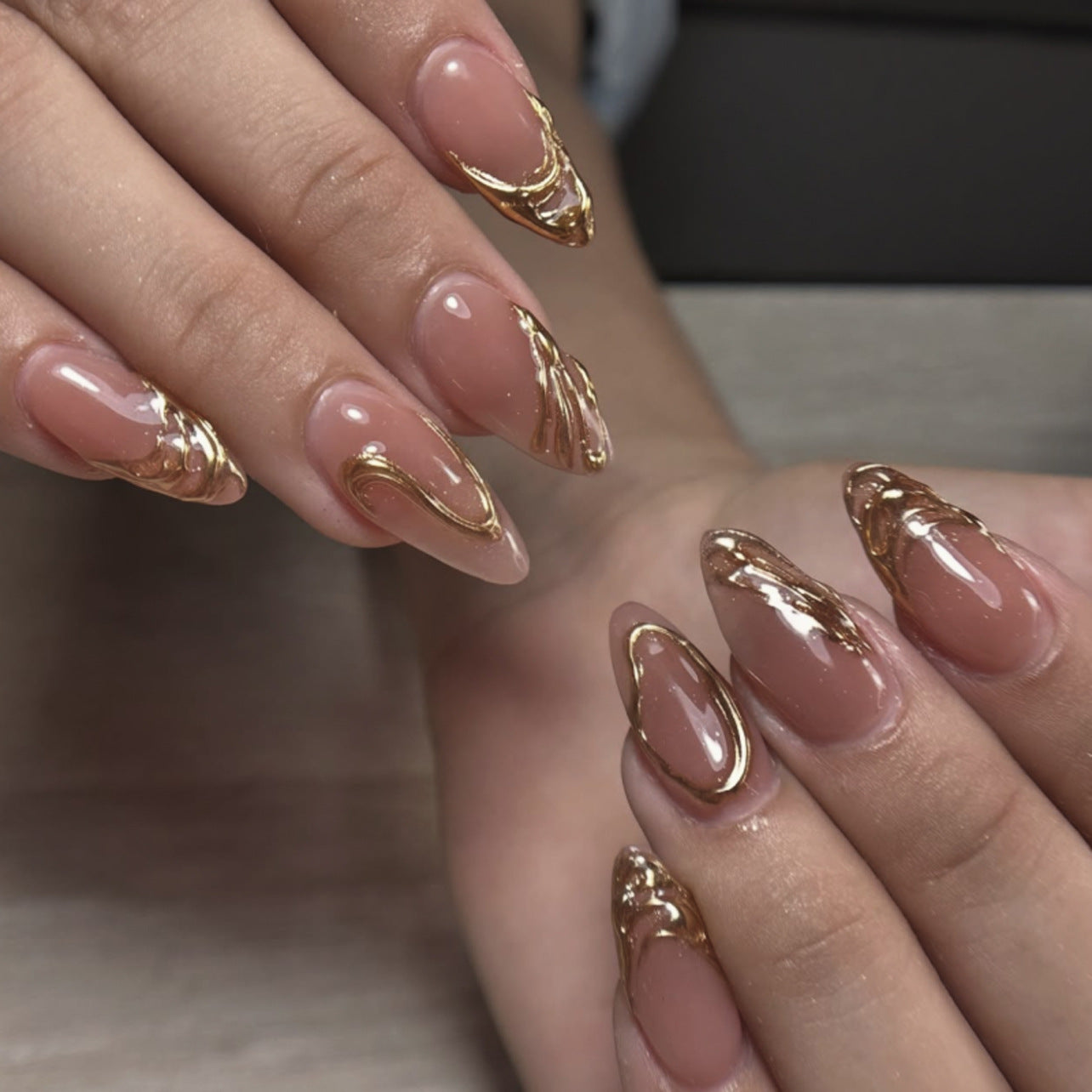 3D three-dimensional hot-selling short almond explosion press-on nails