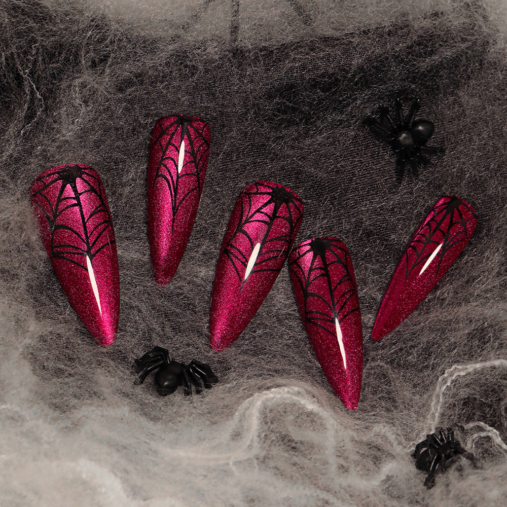 Especial para usar unhas, olho de gato vermelho, arte de unhas de Halloween, unhas pontudas |365nails