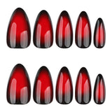 Y2K Cool Spicy Red Smudge Contrast Short Almonds press-on nails