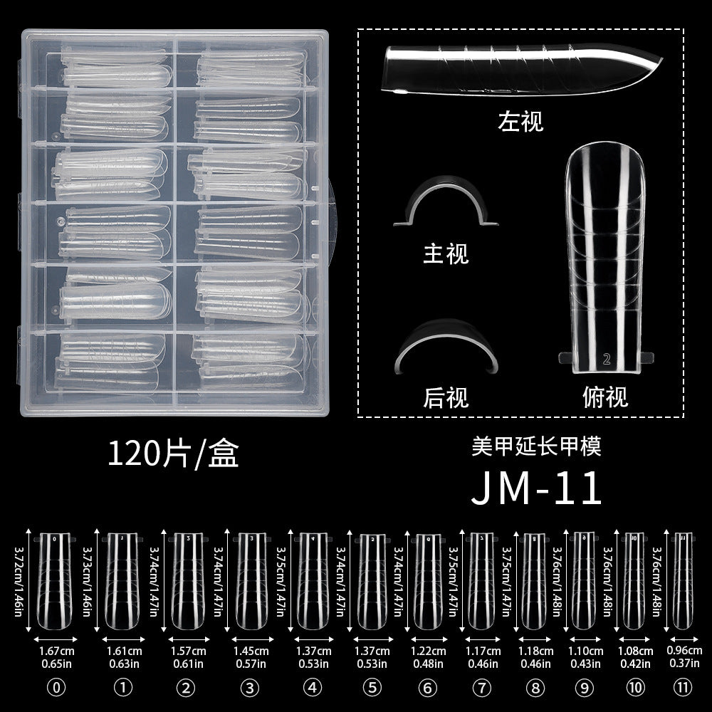 Nail Tips 120 transparent crystal nail molds, boxed with graduated crystal extension nail molds, rapid phototherapy extension nail molds