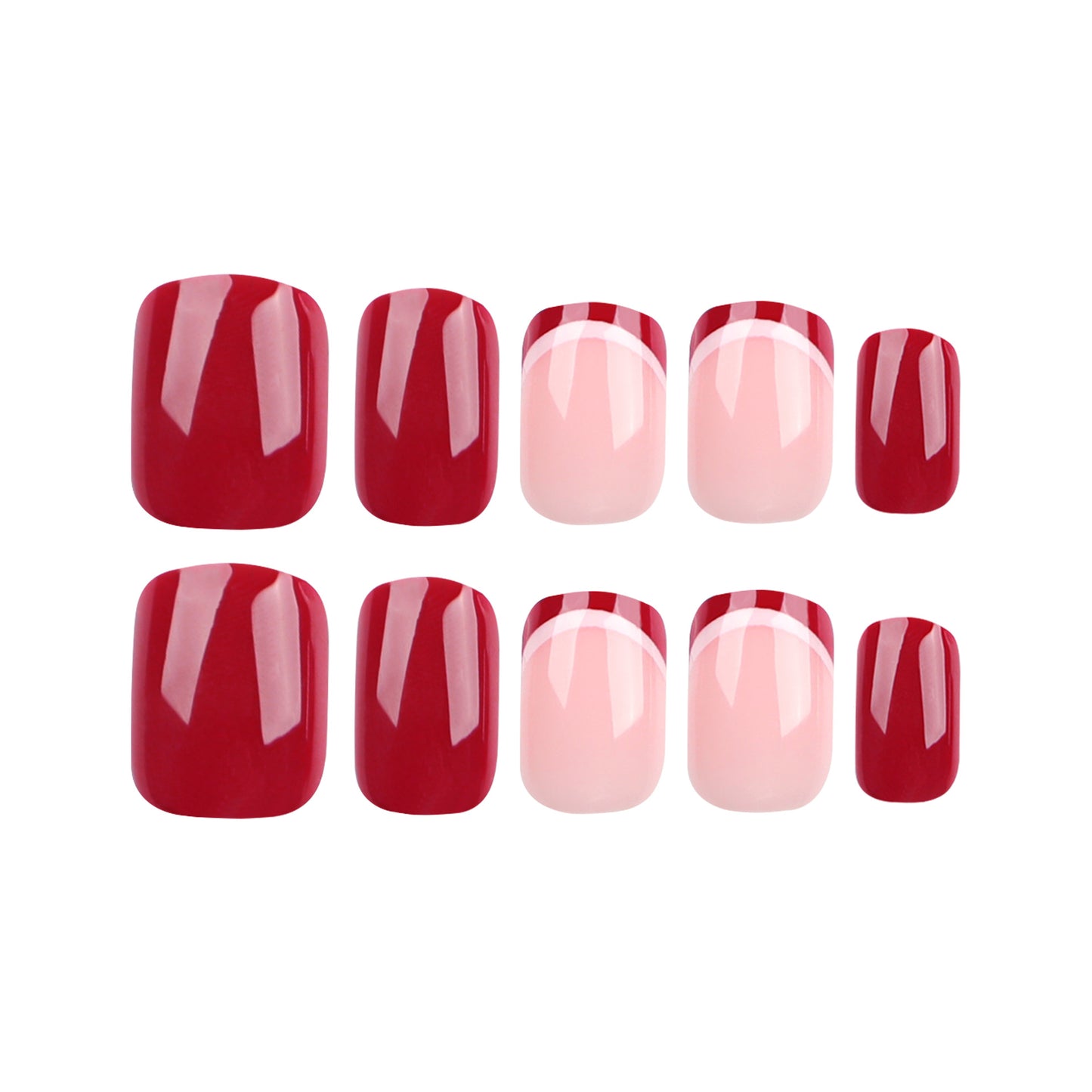 Yiwu nail art wearing nail piece solid color burgundy nail art fake nail short wearable nail sticker wholesale