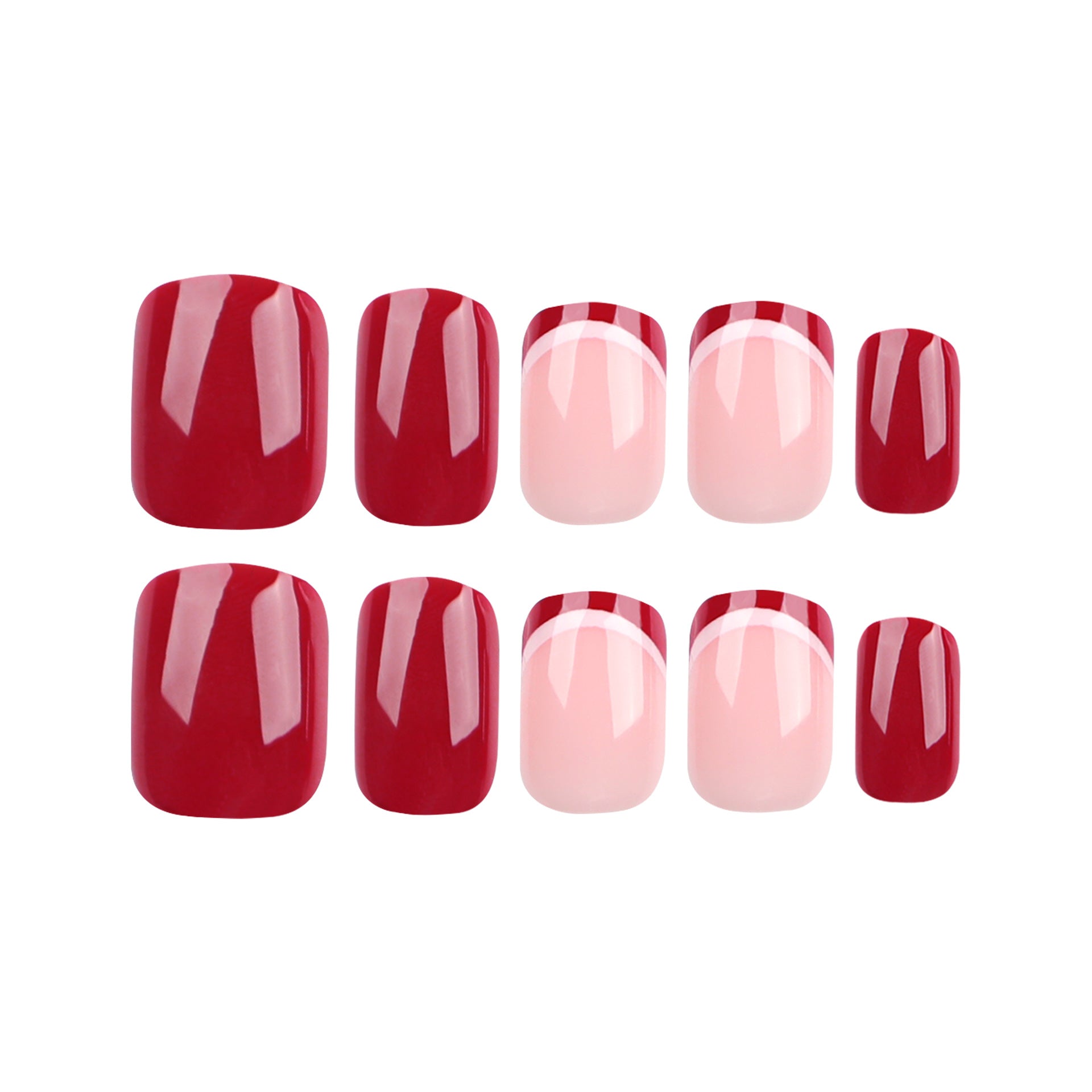 Yiwu nail art wearing nail piece solid color burgundy nail art fake nail short wearable nail sticker wholesale