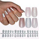 Nail Tips Cat's eye press on nails aurora electroplating, sub-code bar with short ladder mirror removable fake nail prefabricated patch manicure