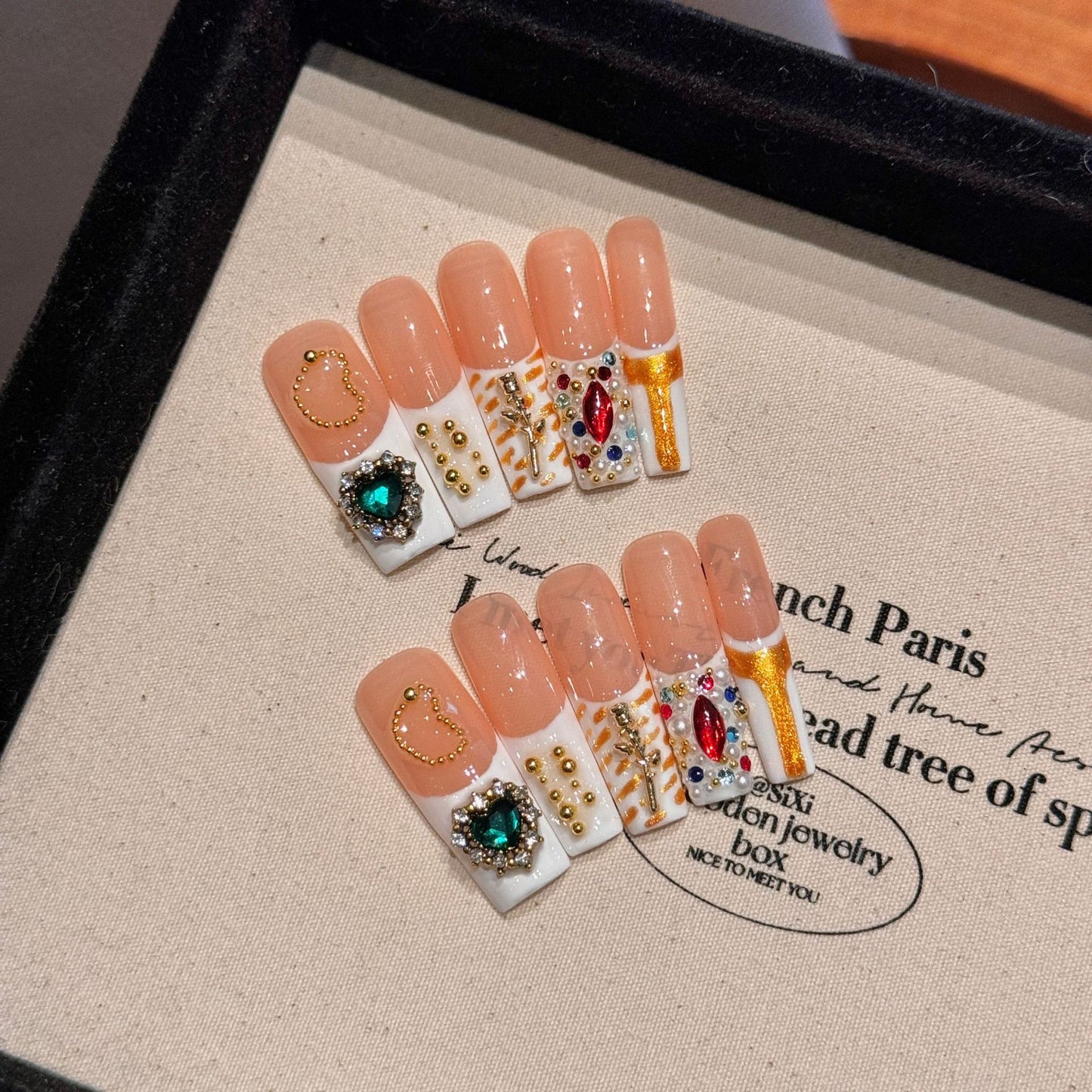 Unhas artísticas em estilo retrô chinês, metal, requintadas, versáteis, douradas e prateadas, feitas à mão | 365nails