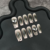 Unhas de pressão feitas à mão com aerógrafo preto Gills Spice Girl Nail Patch anel perfurado Patch personalizado | 365nails