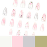 Sweet pink rose blush bow removable press-on nails