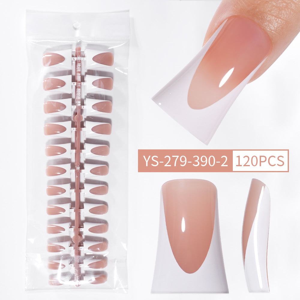 Nail Tips French Duckbill Shape Nail press on nails Piece Traceless Oil Spray Finished Product Removable False Nail Glossy Prefabricated Nude Nail Art
