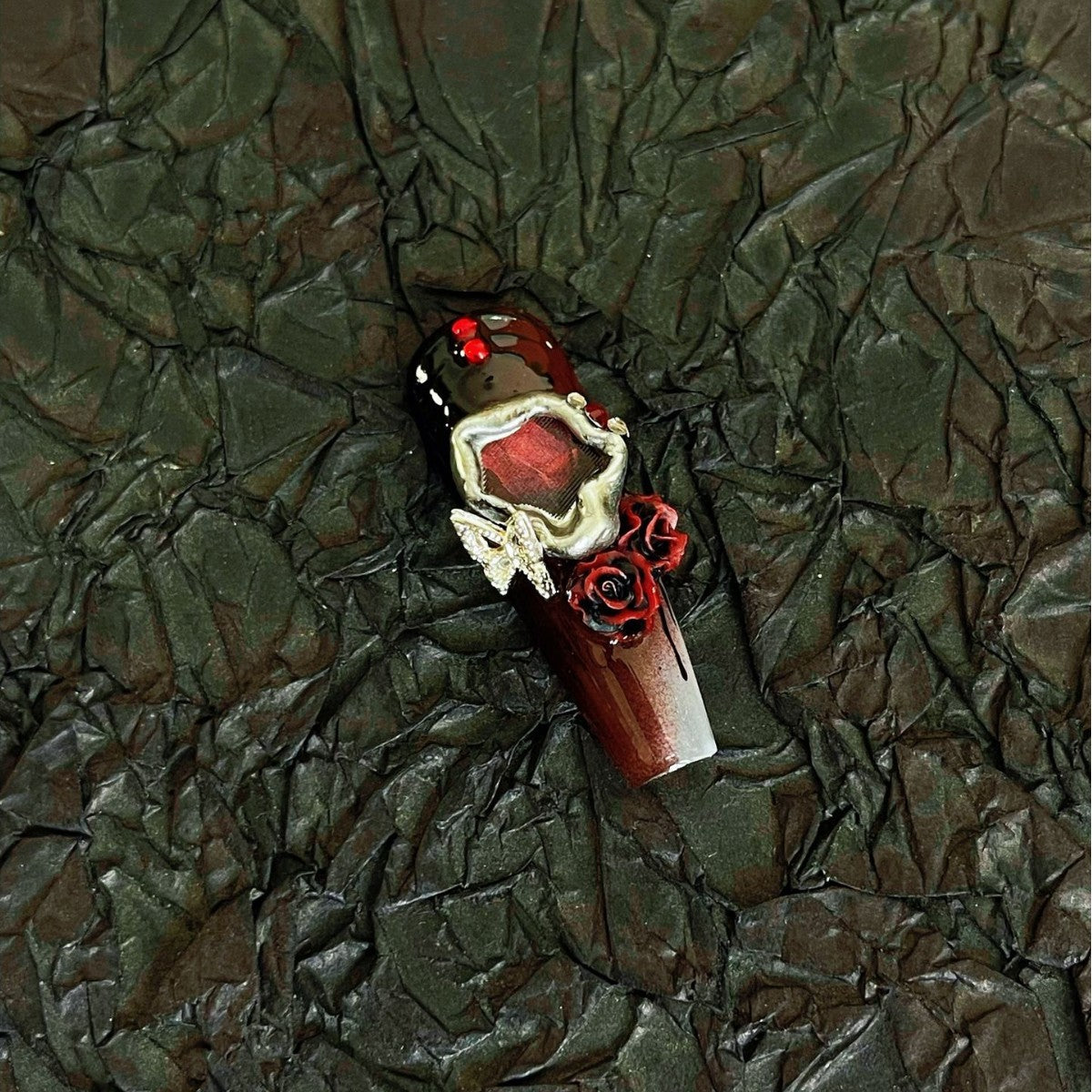 Dinner Heavy Industry White Hand Painted Candlestick 3D Three Changes Rose Quicksand Handmade Flow Hemp Press On Nail