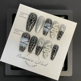 Unhas postiças para Halloween, decoração de unhas de Halloween, produto finalizado | 365nails