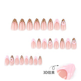 French leopard print flash 3D almond shape press-on nails