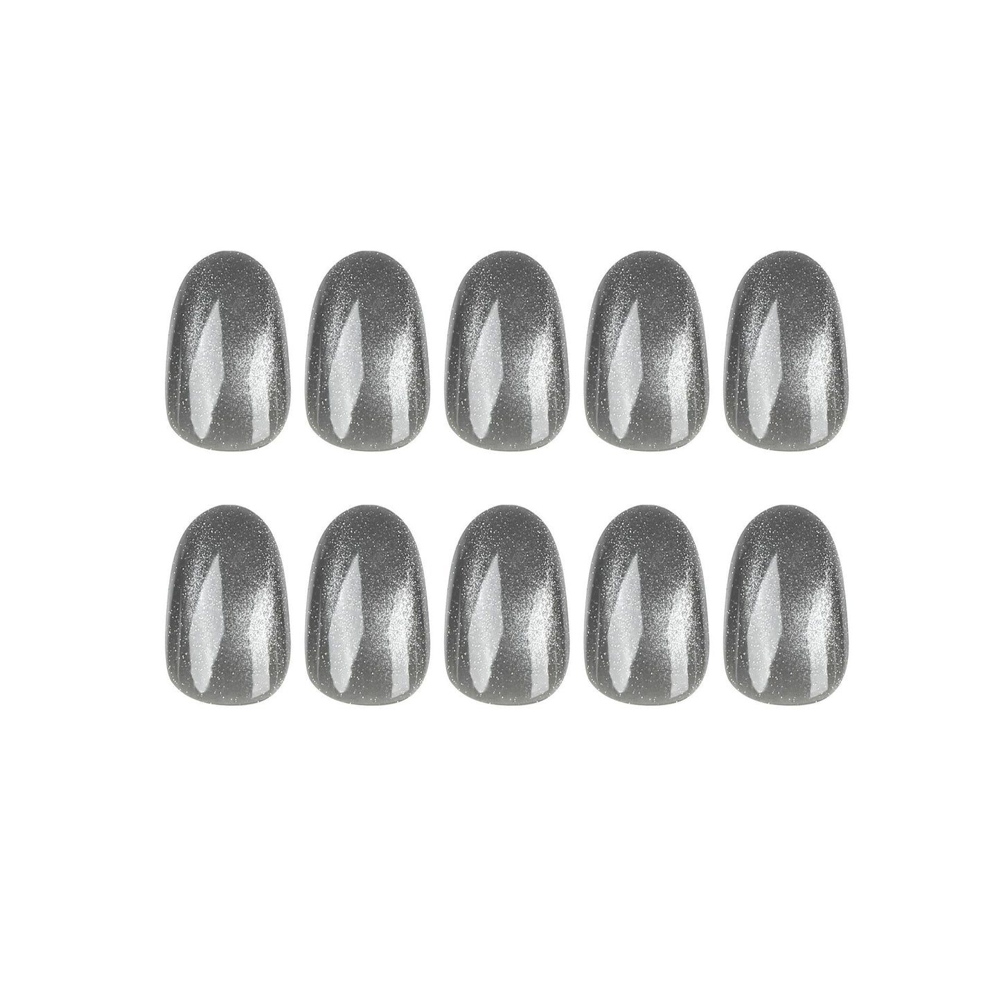 Nail art patch cat eye nail piece gray short fake nail summer|365nails