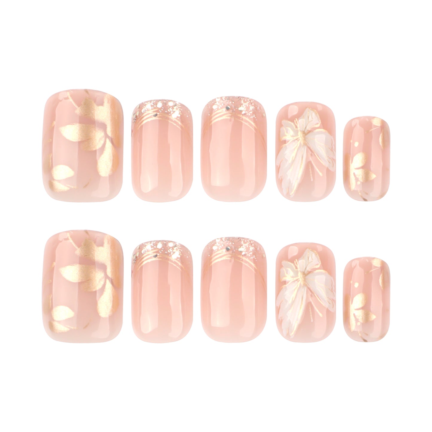 Short square armor Internet celebrity explosion butterfly flower press-on nails