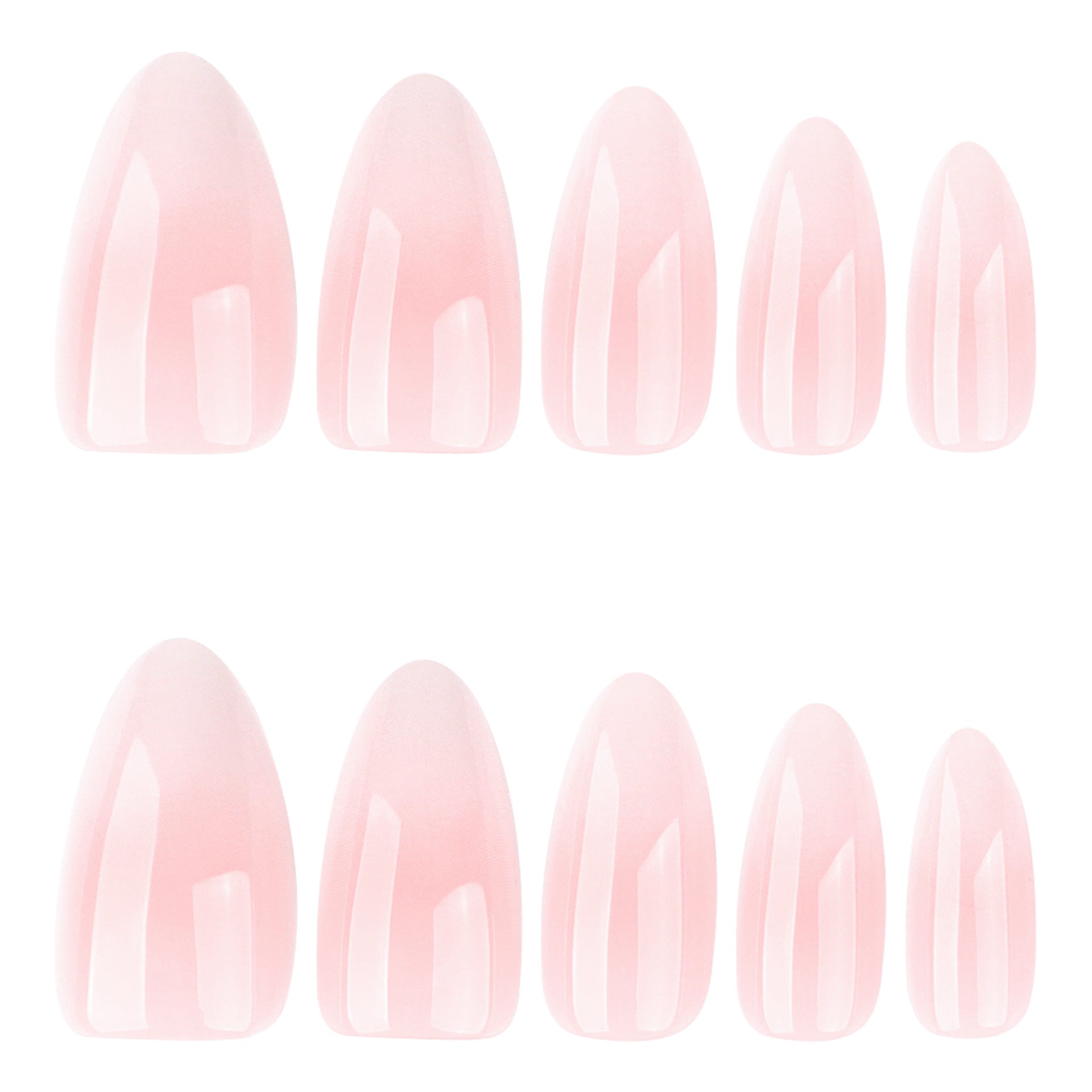 30 pcs simple French pink and white gradual change almond-shaped