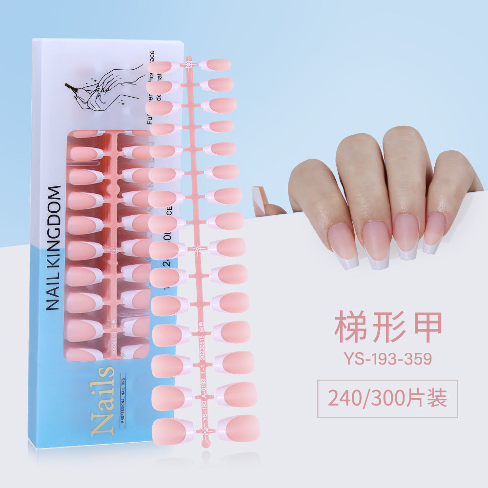 Nail Tips New French press on nails 240 pieces boxed fake nail manicure work in progress matte full sticker French nail piece
