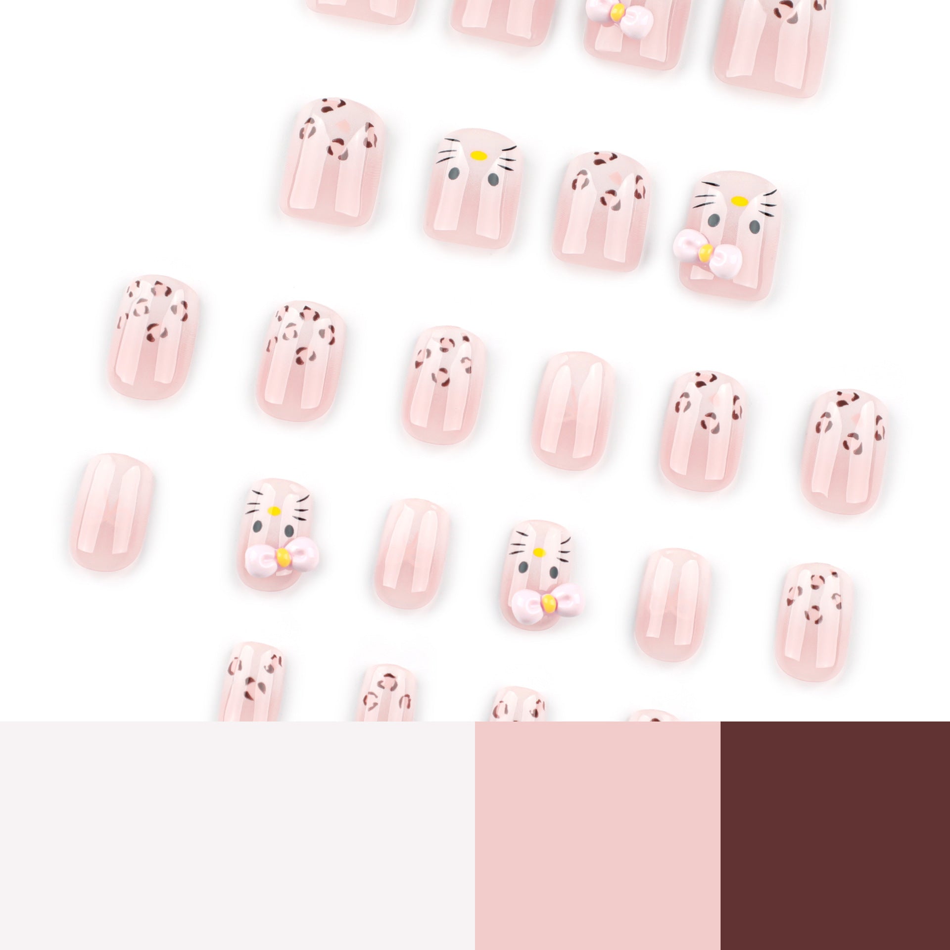 Japanese sweet cat French leopard print short square press-on nails