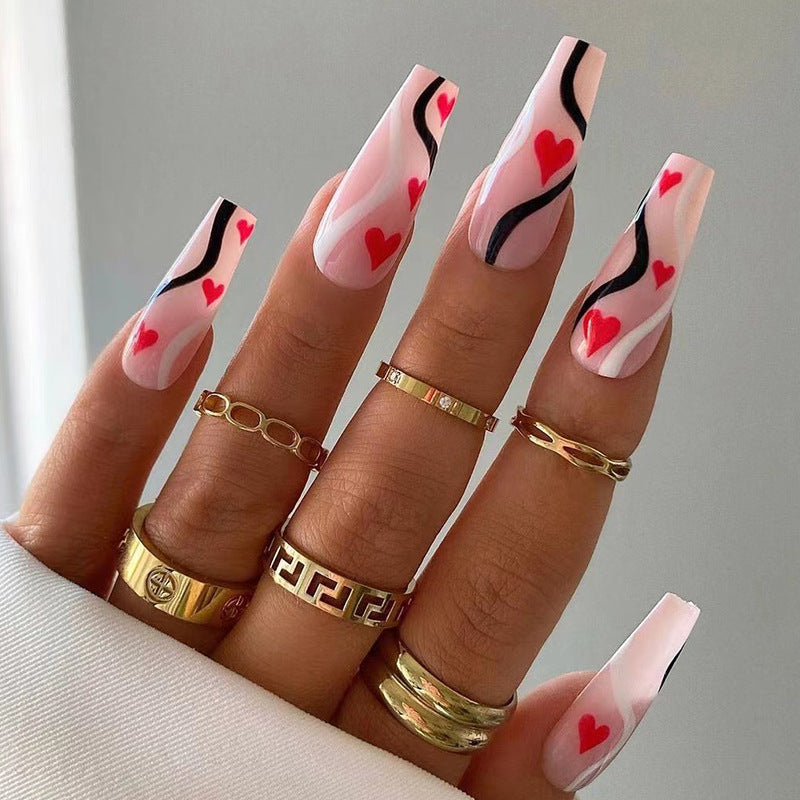 Almohadillas para uñas con diseño de ballet, polvos desnudos, líneas blancas y negras, almohadillas para uñas con diseño de amor, venta al por mayor | 365nails