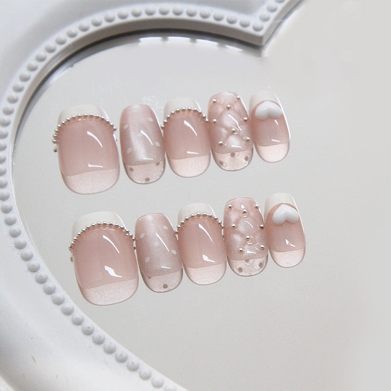Nail Tips prefabricated nail French press on nails Sweet love Chasing light cat eye nail Short T Nail art patch Diamond |365nails