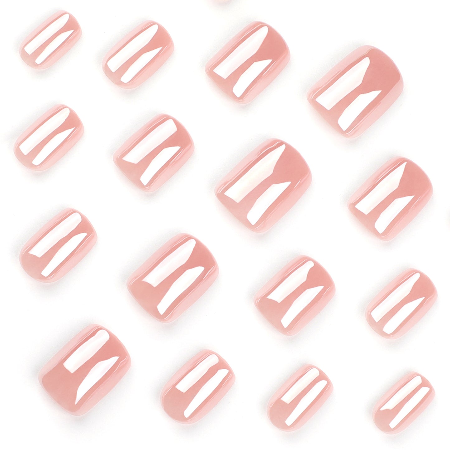 2024 new pink solid color manicure short square wearing nail piece wholesale Internet celebrity explosion coated fake nails