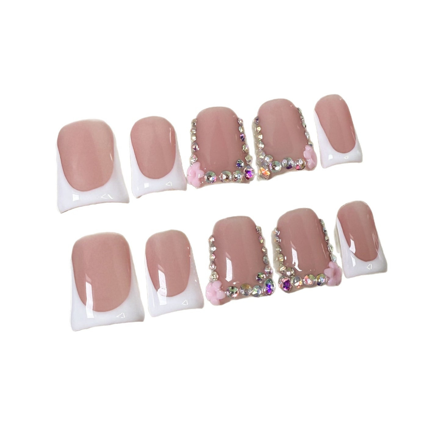 Pó para unhas boca de pato, unhas postiças francesas doces, feitas à mão, atacado|365nails