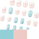 Manicure 3D com flores frescas, médias e longas, mudança gradual, unhas postiças quadradas, atacado|365nails