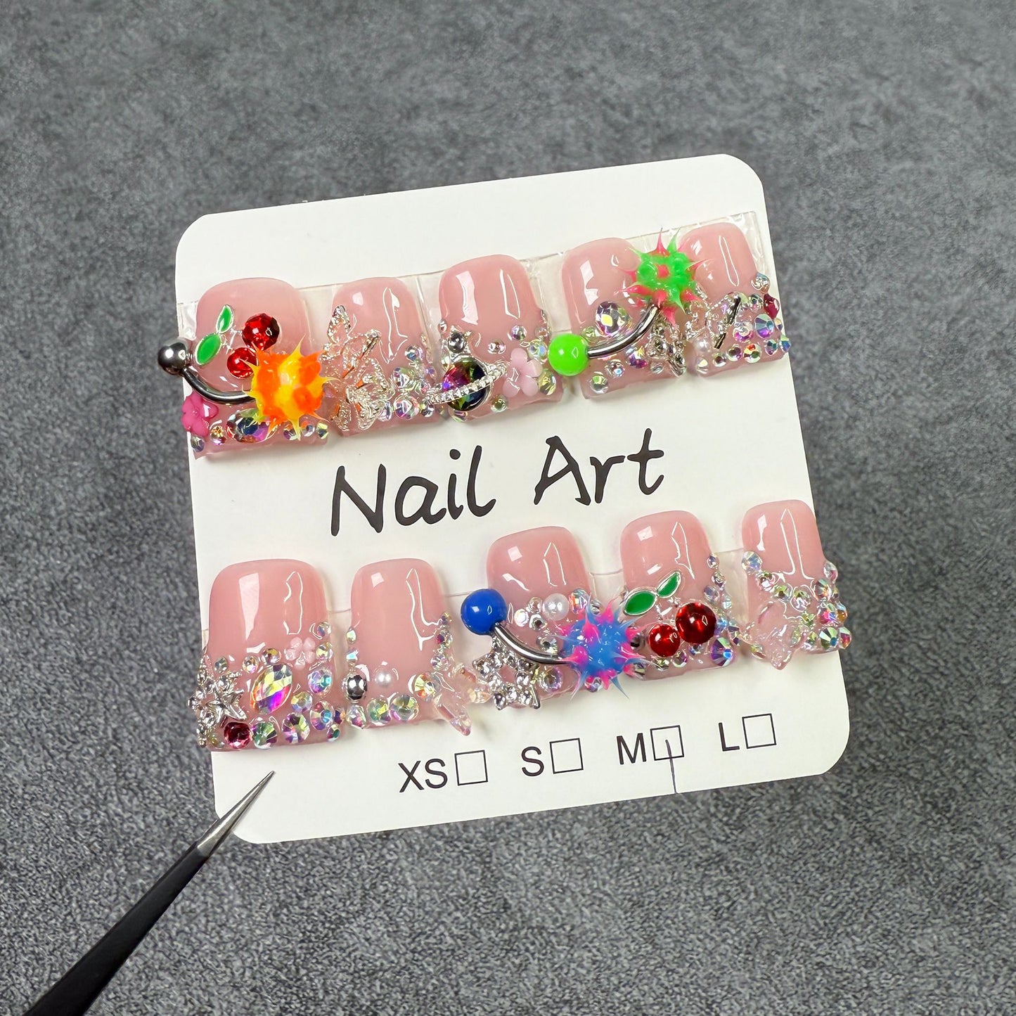Duck bill nail ice transparent flash personality niche sweet cool babes Handemade press on nails factory wholesale|365nails