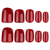 30 pieces burgundy solid color flash cat eye square short press-on nails