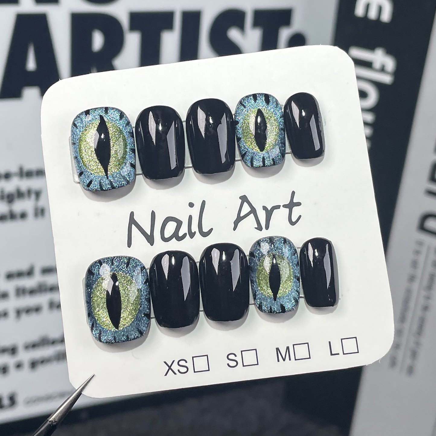 Adam has the same handmade press-on nails, sweet and cool Spice Girl cat eye short nail patch fake nails|365nails