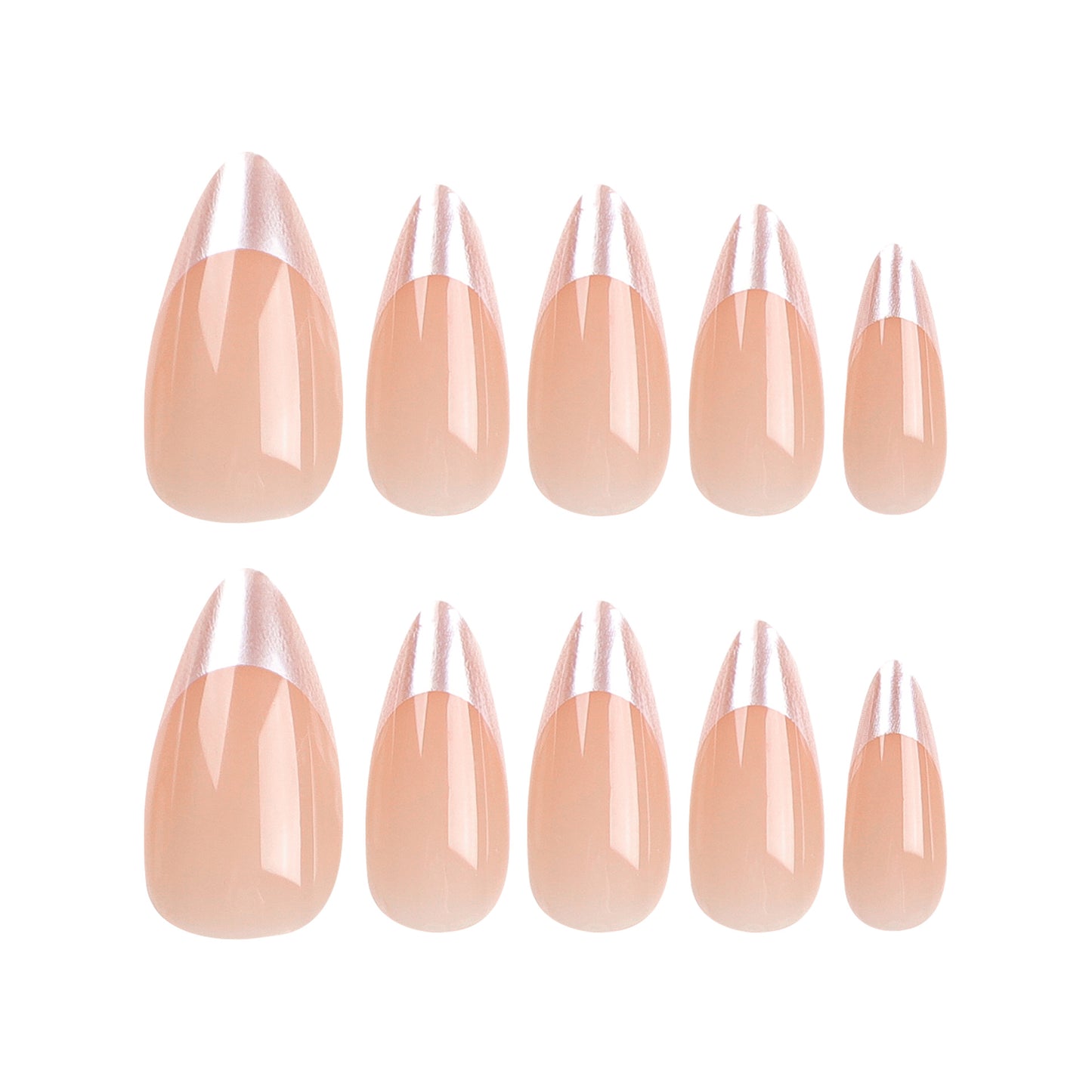 Simple ice-through fake nail manicure piece Almond nail wearable nail sticker Nail piece Hair French wearable nail piece|365nails