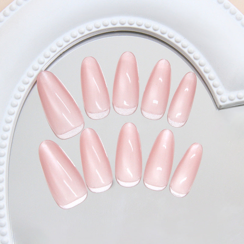 Nail Tips Prefabricated Nail Sweet and Clear Peach Powder cat eye Fashion Versatile White ins Nail Art 30 Pieces|365nails