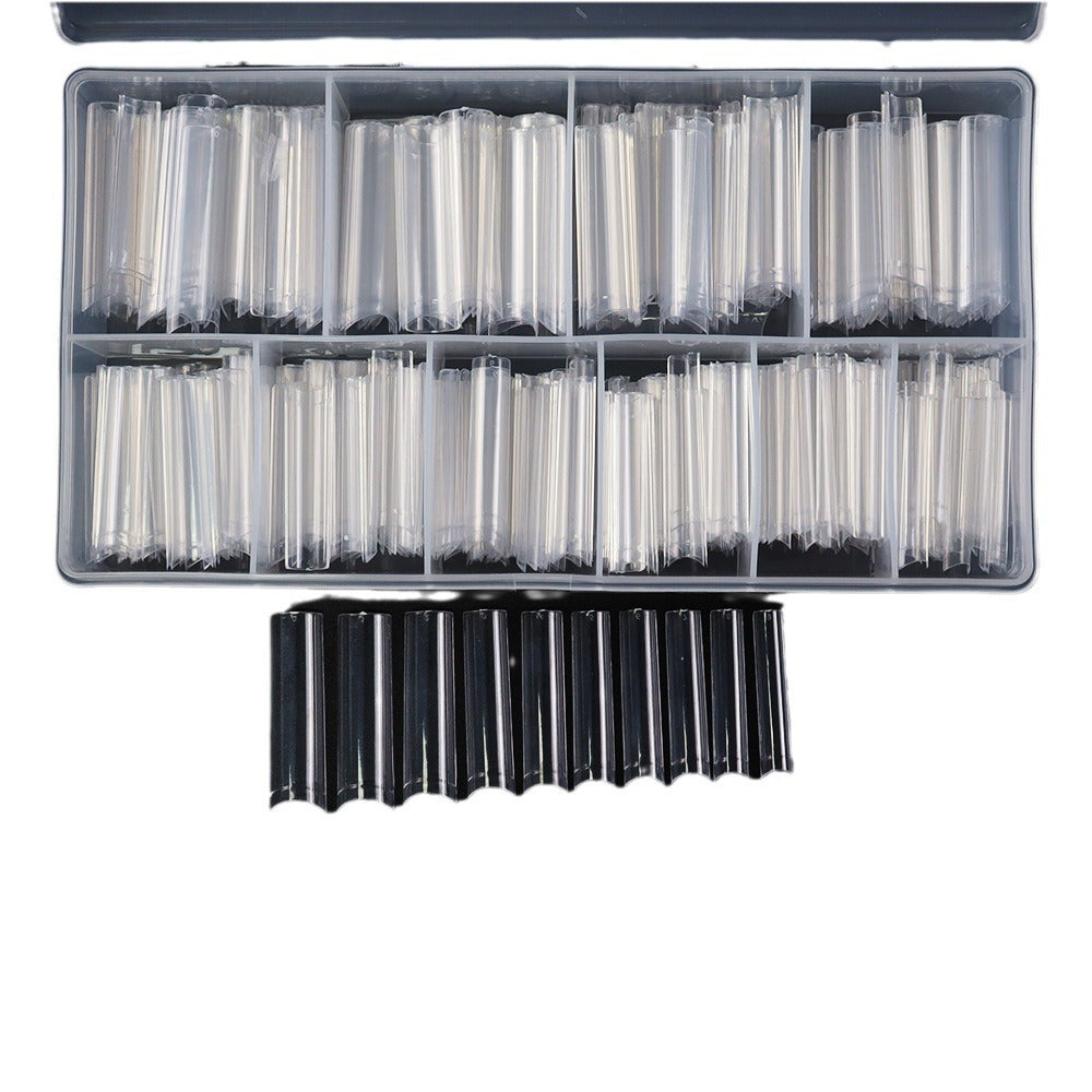Nail Tips nail plate extended half-stick water pipe nail 500 pieces boxed high-arc XXL transparent patch fake nails