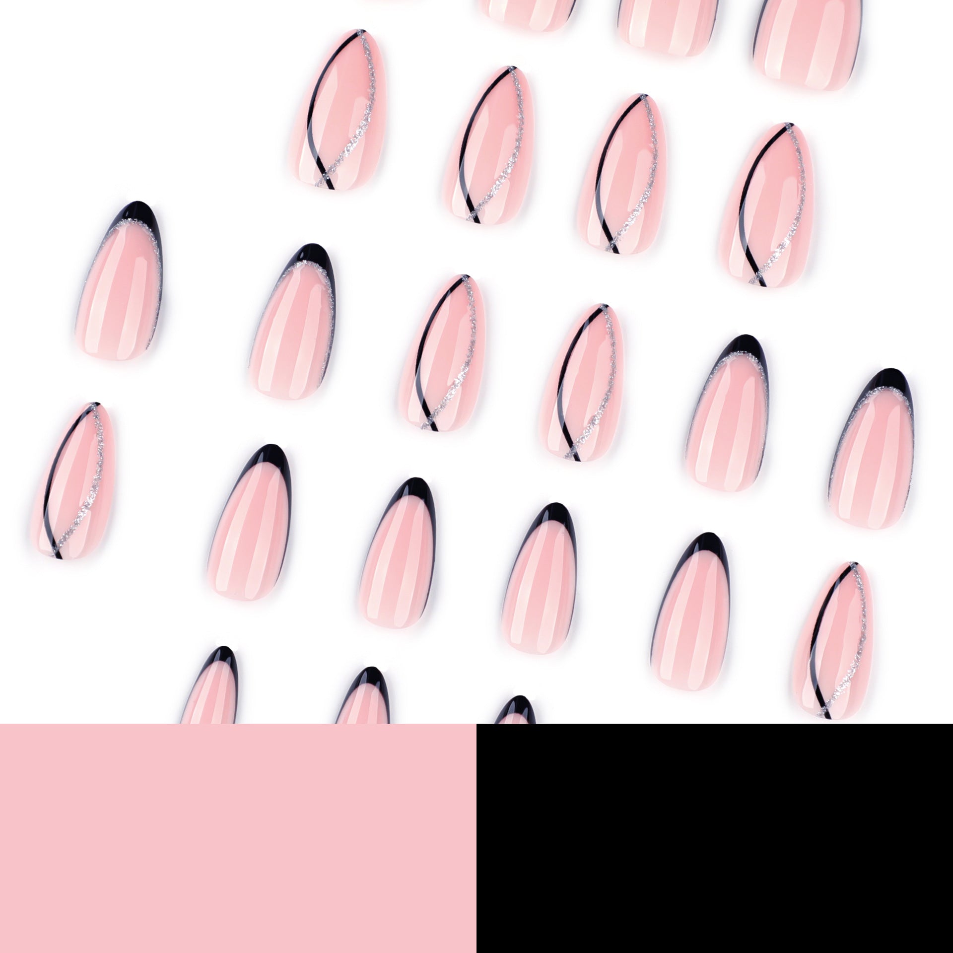 Línea de purpurina para uñas francesa negra, superventas, para usar, para usar, para repetir, al por mayor | 365nails