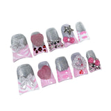 Duckbill Shape armor sweet and cute leopard print ice through handmade press on nails factory wholesale|365nails