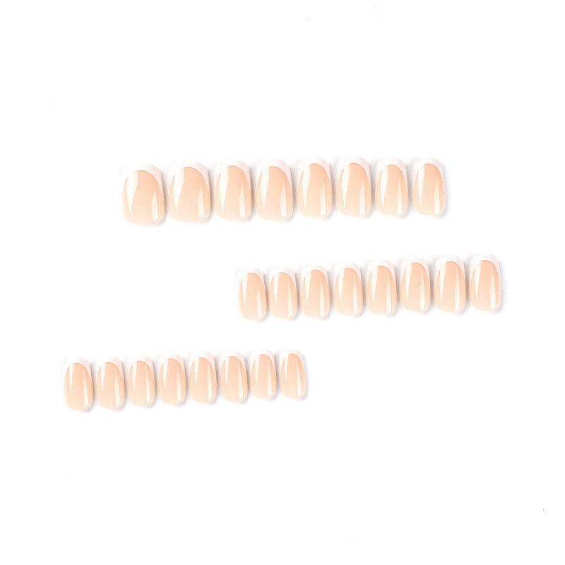 Wear nail wholesale naked skin tone square simple ins wind white edge French nail piece wear nail piece fake nail