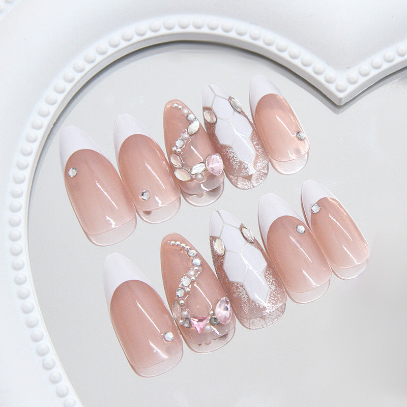 Lucky dignitaries, explosive flash piles of diamonds, small snakes, fashionable and cold girls, white, removable and wearable nail art pieces 24 pieces|365nails